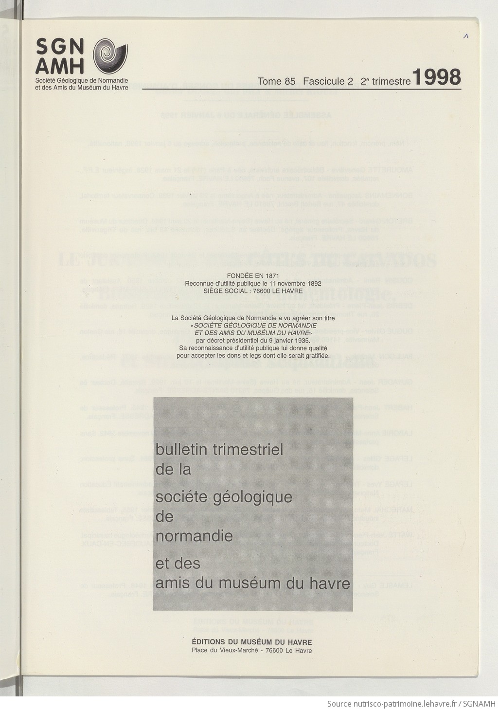 Bulletin trimestriel de la Société géologique de Normandie et des amis du Muséum du Havre - vue 3 - page NP