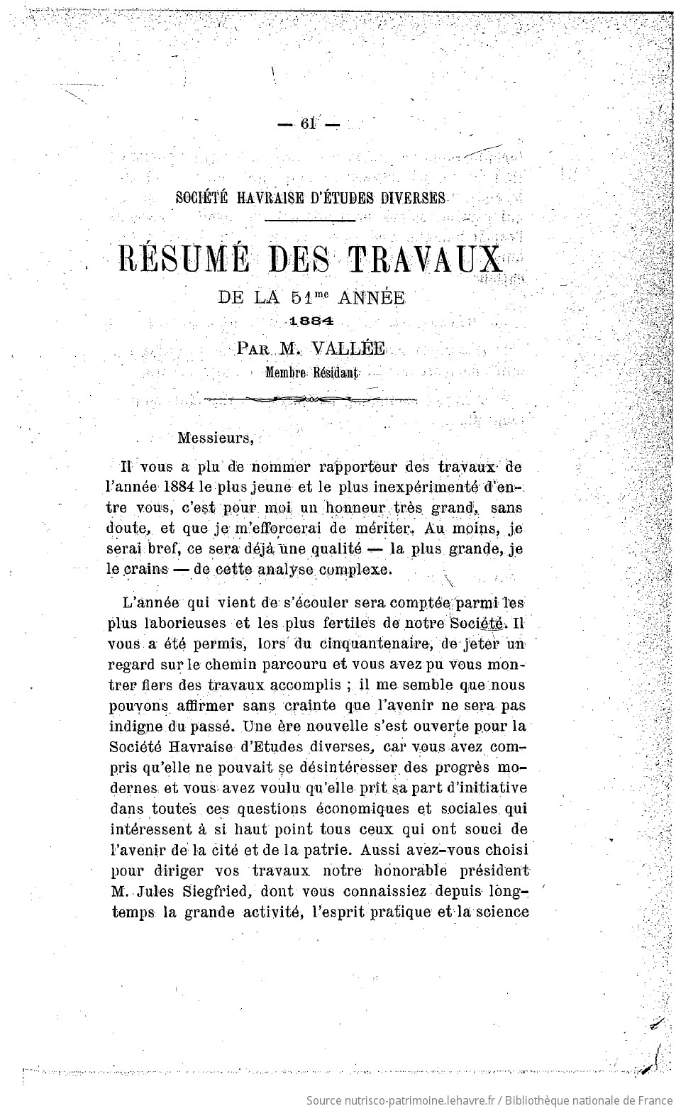 Recueil des publications de la Société havraise d'études diverses - vue 63 - page 61