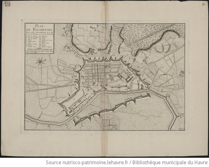 Plan de Rochefort : bâtie en 1669 à deux petites lieues de la Mer, à ...
