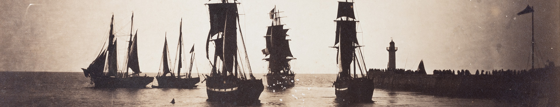 [Bateaux quittant le port du Havre], Gustave Le Gray, 1856-1857