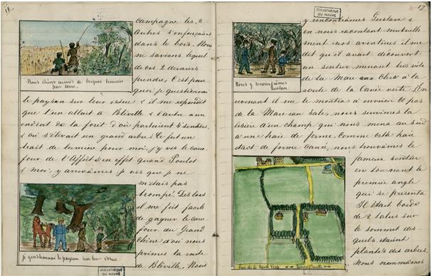 Une promenade d’Amandus Roessler Histoire de la vie d’A. F. Roessler, vol. I, 1859-1860, p 16-17 Le Havre, Bibliothèque municipale, Ms 710
